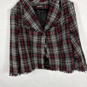 Sharon Anthony Stylish Red and Black Plaid Blazer
